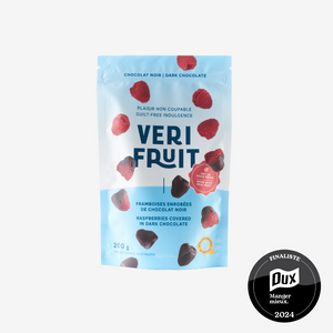 Framboises enrobées de chocolat noir