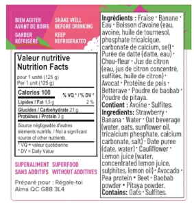 Smoothies protéinés et riches en fibres - Fraise Pitaya