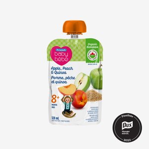 Purées biologiques pour bébé Personnelle Bébé - pomme, pêche et quinoa