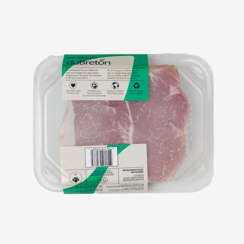 Côtelettes de porc biologique, désossées, coupe centre