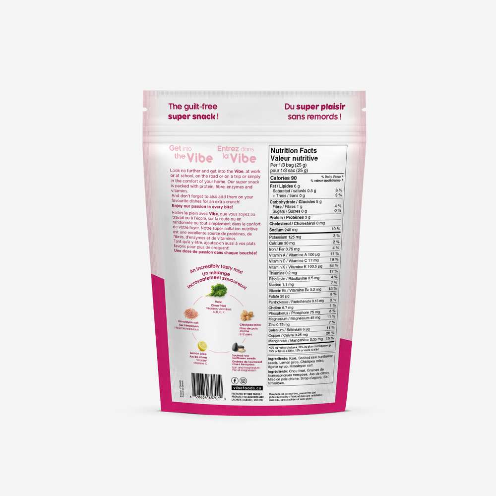 Vibe - Chips de kale, Sel himalayen et miso de pois chiche