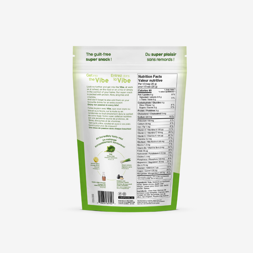 Vibe - Chips de kale, Crème sure végétalienne et oignons verts
